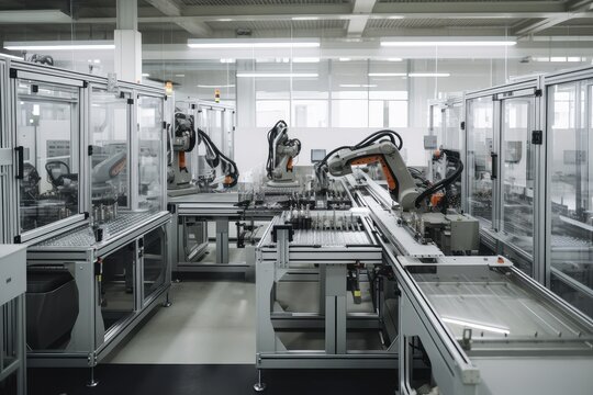 a factory with highly advanced robotics, ensuring that every product is produced to perfection, created with generative ai