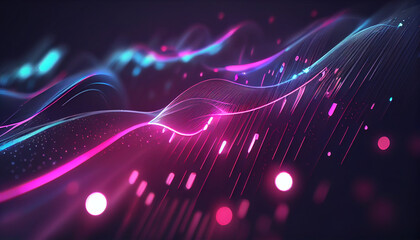 Abstract futuristic background with pink blue glowing Ai generated image