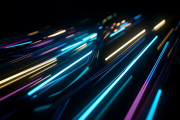 abstract futuristic background with pink gold blue white glowing neon moving high speed wave lines and bokeh lights. Data transfer concept Fantastic wallpaper