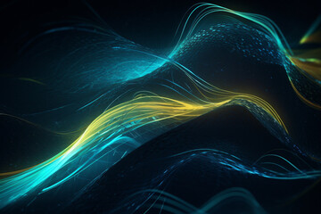 Obraz premium abstract futuristic background with pink gold blue white glowing neon moving high speed wave lines and bokeh lights. Data transfer concept Fantastic wallpaper