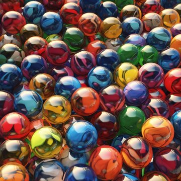 Canicas, bolas de cristal de colores, hobbies, juego en el exterior Stock  Photo