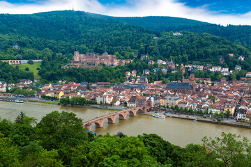 Fototapeta na wymiar HPanoramic aerial view of Heidelberg