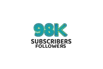 98K, 98.000 Subscribers Followers for internet, social media use - vector