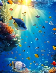 Fototapeta na wymiar AI generated image of a fish under the sea