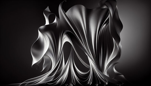 Abstract Silk background black white Ai generated image