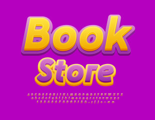 Vector advertising banner Book Store. Bright Artistic Font. Modern Alphabet Letters and Numbers set