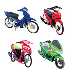 Racing motorcycles in Thailand that are popular for wedding decoration. The background can be an icon.