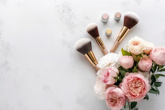 stock photo of lipstickk make up tools on the chic feminine AI Generated