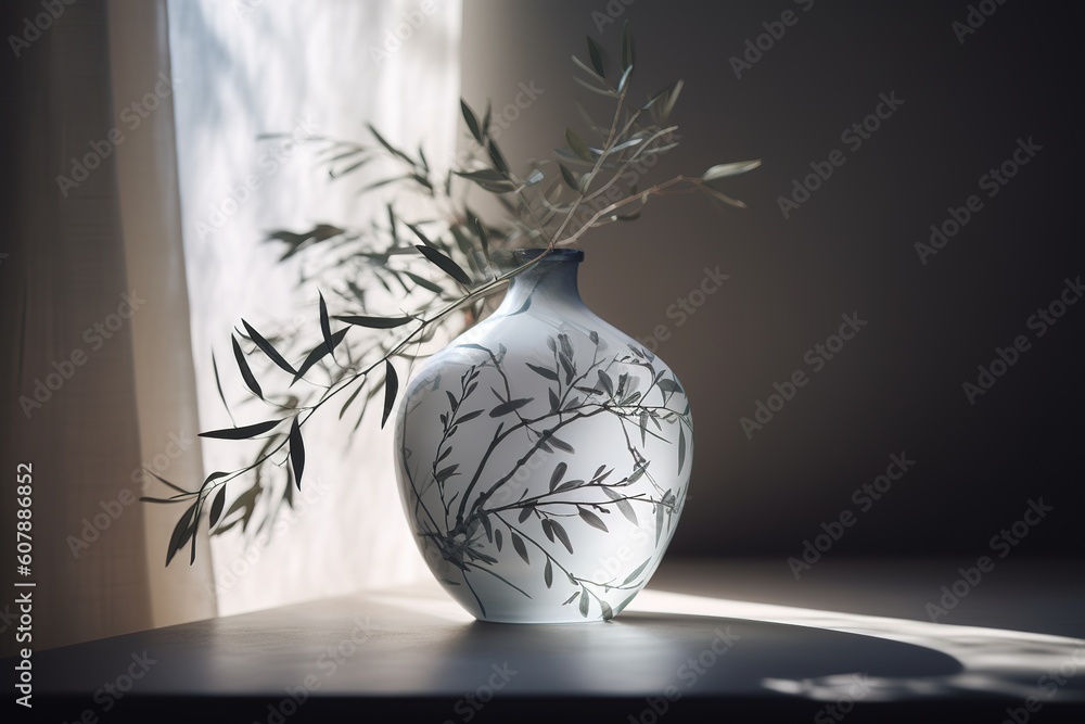 Poster a plant that is housed in a vase that is placed on a table generative ai
