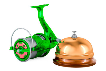 Spinning reel with reception bell. 3D rendering