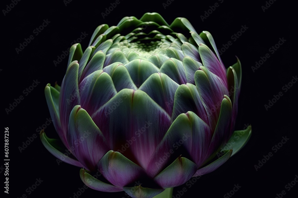 Poster a close-up of a flower with a dark backdrop and the bloom in focus generative ai