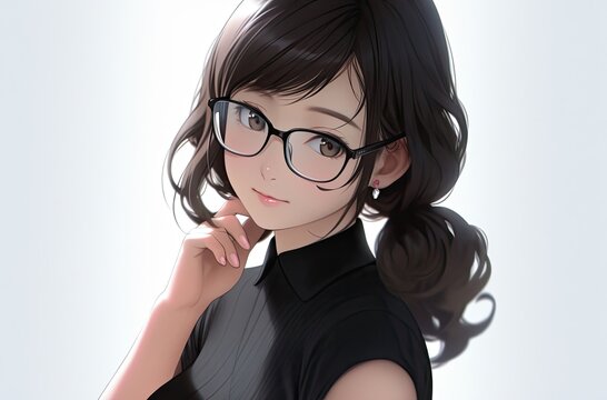 Asian Anime Female Optometrist Background Setting Very Attractive Illustration Generative AI