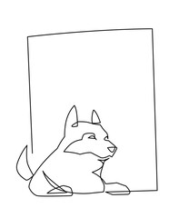 Vector illustration of a Husky dog peeking out of a window. A pet is waiting for a master single continuous line, dogs curious and playful nature.