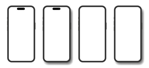 Mockup of a phone screen. Social media promotion. Advertising on a smartphone display. Device front view. 3D mobile phone with shadow. Cell phone
