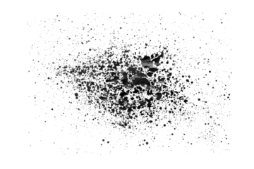 Splatter of black paint isolated on a transparent png background. Stock photo