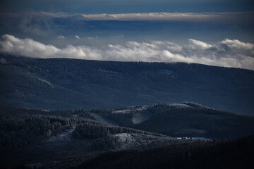 hills in the snow