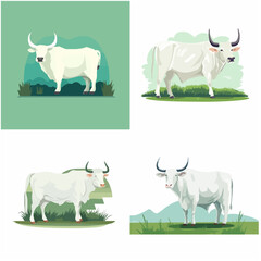 Set of different cute cartoon cow and ox cartoon vector