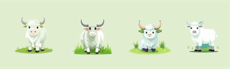 Set of different cow and ox cartoon vector