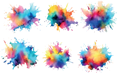 Zelfklevend Fotobehang Abstract ink splash background set. Colorful paint splatter texture.  © pixeness
