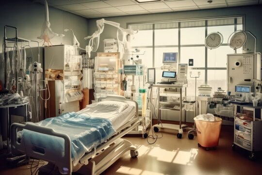 stock photo of neurological intensive care unit room AI Generated