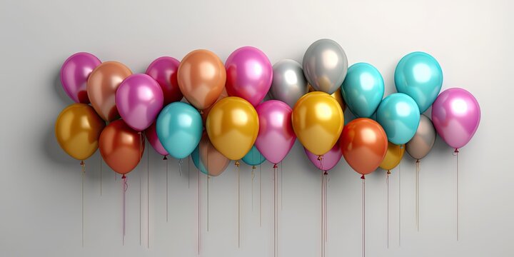 balloons with all colors against a gray background Generative AI