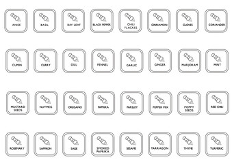 Set stickers spices jar stickers black and white