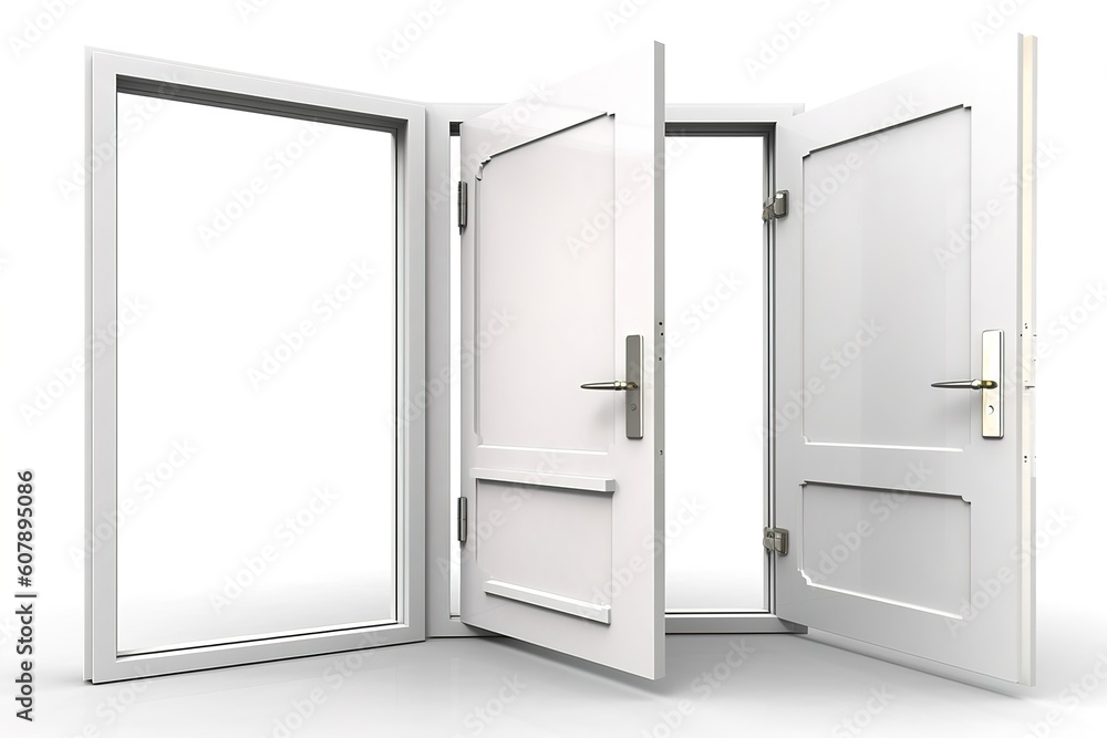 Poster white open door isolated on white background. generated by ai.