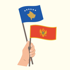 Flags of Kosovo and Montenegro, Hand Holding flags