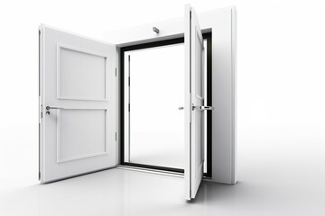 white open door isolated on white background. Generated by AI.