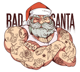 Bad Santa Tattoo Cool Strong Christmas New Year