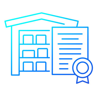 warehouse and certificate line design icon
