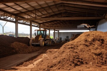 large-scale composting operation, with hundreds of tons of material being processed each week, created with generative ai