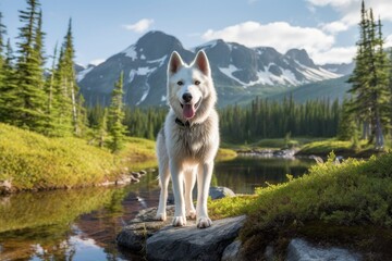 Alaskan Husky in the natural environment, Generative AI