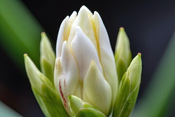 close-up of blossom bud, in full bloom and ready to open, created with generative ai