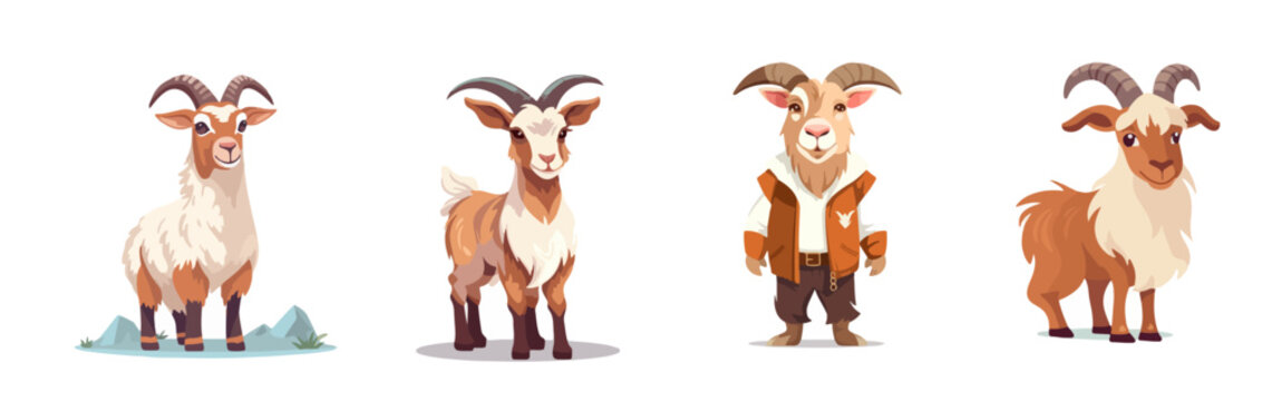 goat logo design with vector cartoon art illustration