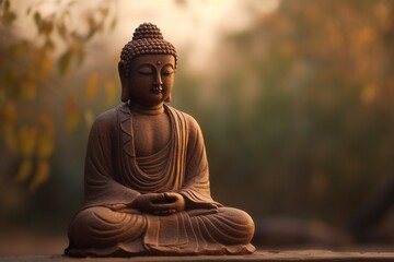 Buddha statue in outdoor settings, created with generative AI