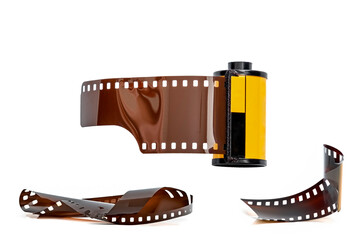 photo film in cartridge isolated on white