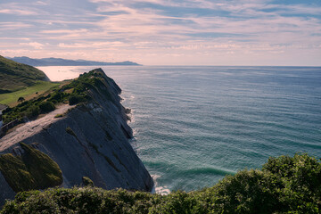 Rock formations on the coast of Zumaya, Spain