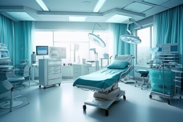 Fototapeta na wymiar stock photo of Verlos Kamer room in hospital with stuff AI Generated