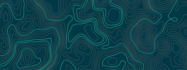 Abstract wave curved lines topographic contours map background. Abstract geographic wavy and curve grid lines map background.