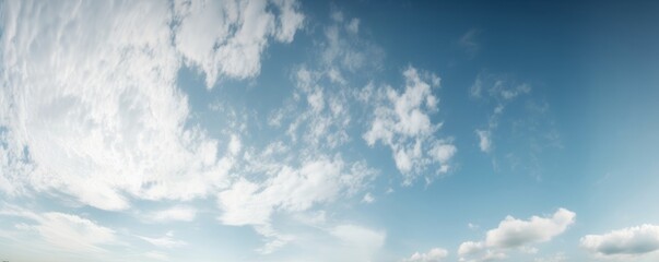 Panorama of blue sky with cirrus clouds, Generative AI