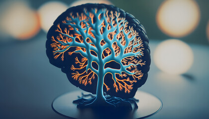 Disease dementia, memory loss. Human losing parts of head as symbol of decreased mind function alzheimer. Generation AI