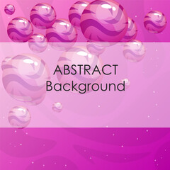 Banner Abstract Background Banner Big And Small Balls Or Bubbles At Sky Space Planets With Stars And Fog Pink Vector Design