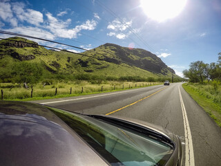 View of the Hawaii 93 Highway in Honolulu County, Hawaii
