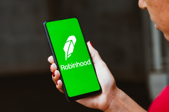 May 30, 2023, Brazil. In this photo illustration, the Robinhood Markets, Inc. logo is displayed on a smartphone screen.