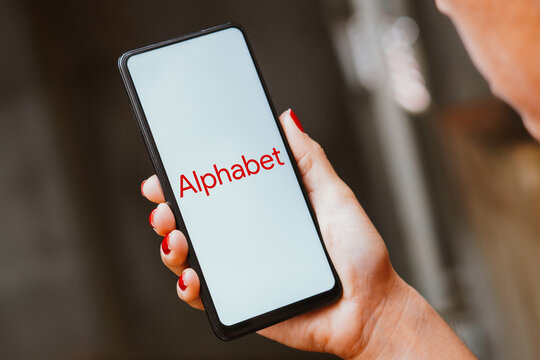 May 30, 2023, Brazil. In this photo illustration, the Alphabet Inc. logo is displayed on a smartphone screen.