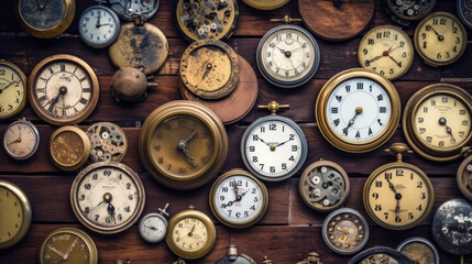 old clocks. time concept. generative ai