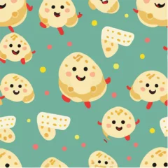 Muurstickers cute simple pierogi pattern, cartoon, minimal, decorate blankets, carpets, for kids, theme print design  © hoang