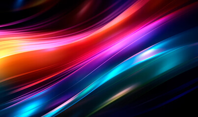 Abstract Colorful Background with Lines. Movement of Colored Lights. Light Leaks Wave Background. Generative AI. 