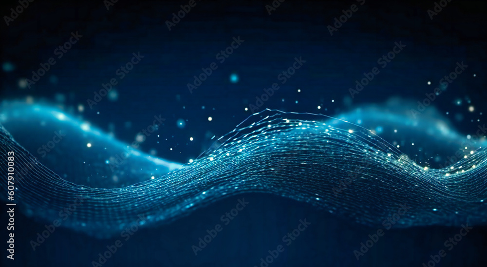 Aufkleber motion background abstract wave pattern with blue dots